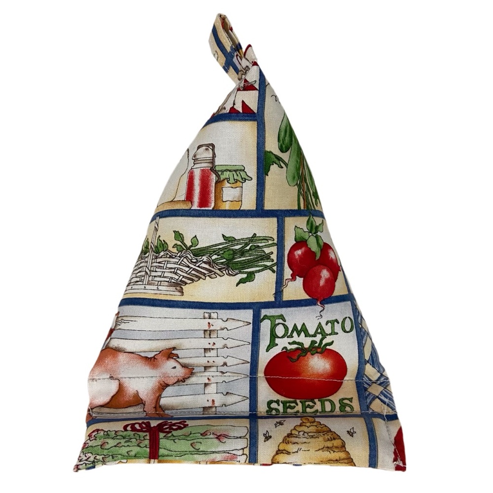 Cell Phone Pillow Stand Farmhouse Animal Vegetable VTG Fabric Handmade Holder